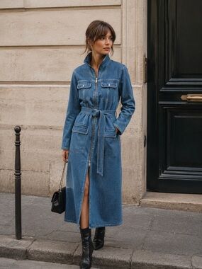 & Other Stories Denim Belted Utility Dress New with tags Size 6